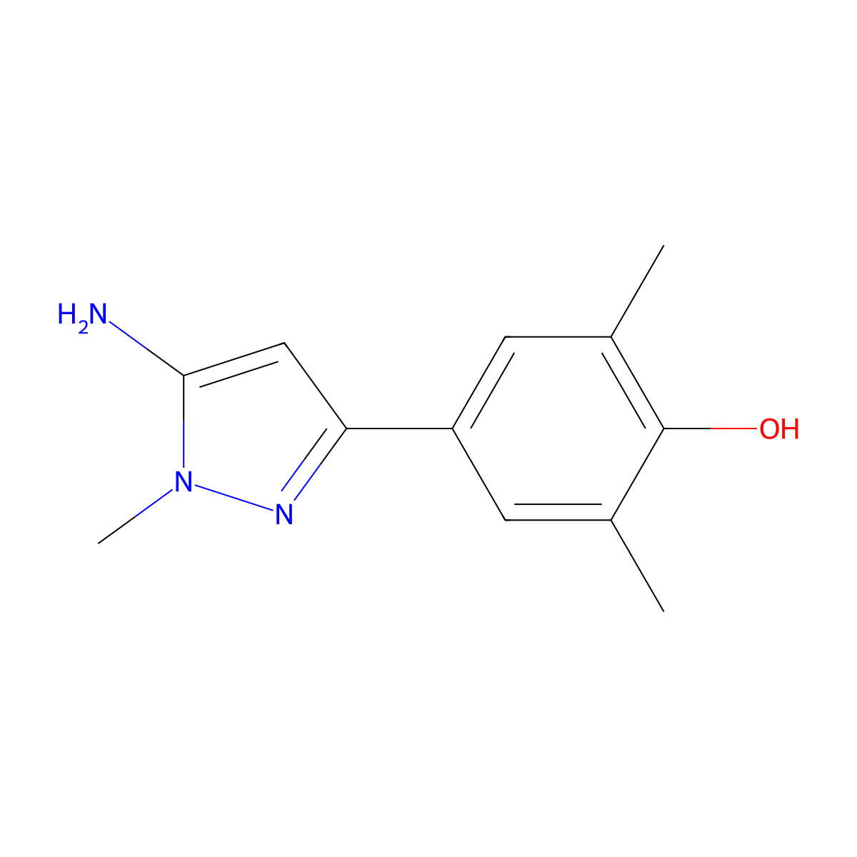 4-(5-amino-1-methyl-1H-pyrazol-3-yl)-2,6-dimethylphenol molecular structure, CAS 2229237-84-5