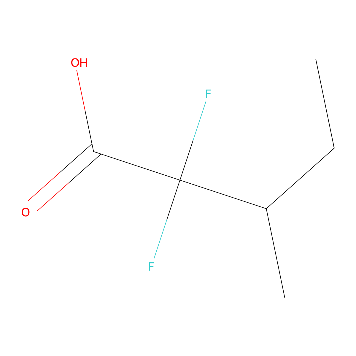 2,2-Difluoro-3-methylpentanoic acid molecular structure, CAS 2229238-53-1