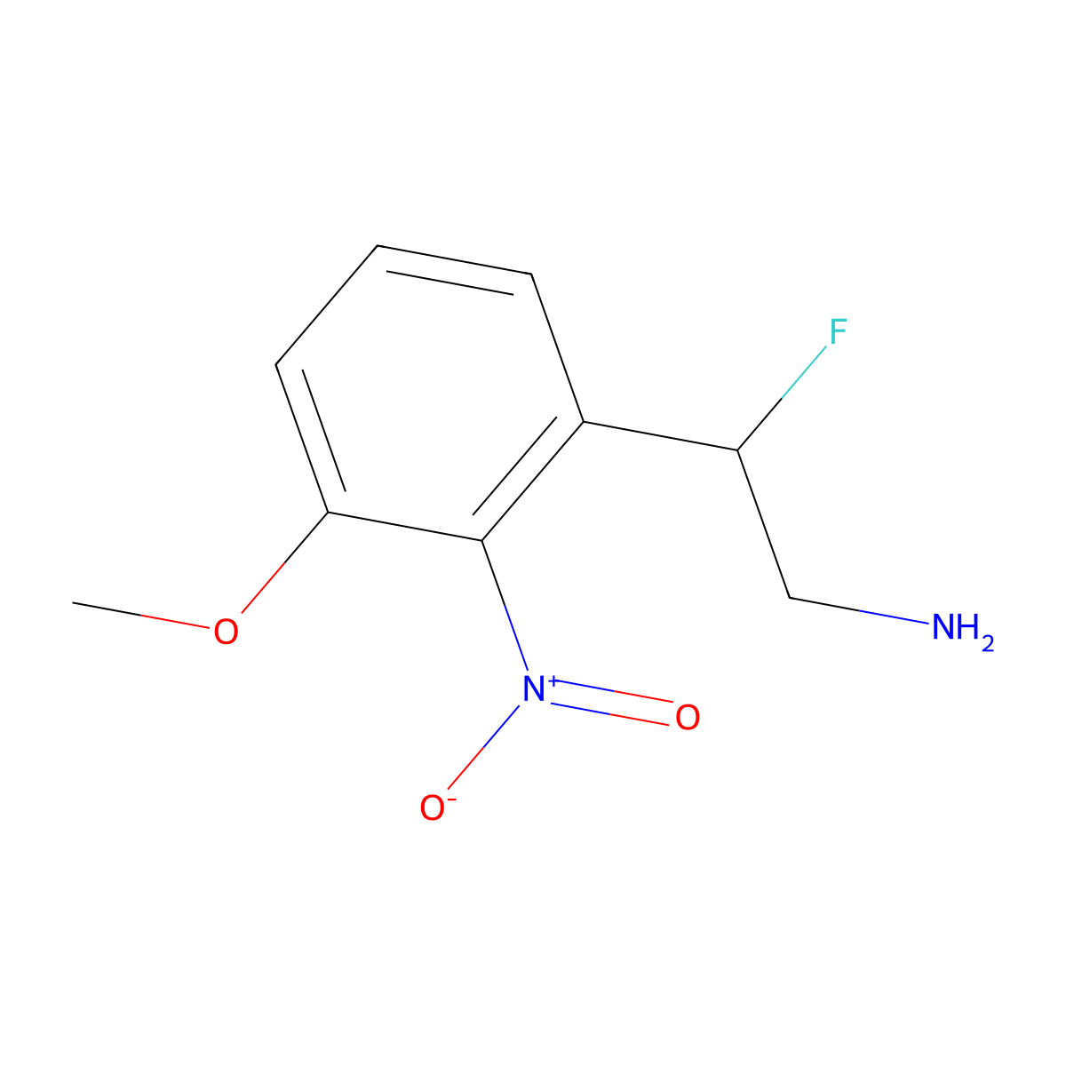 2-Fluoro-2-(3-methoxy-2-nitrophenyl)ethan-1-amine molecular structure, CAS 2229240-63-3