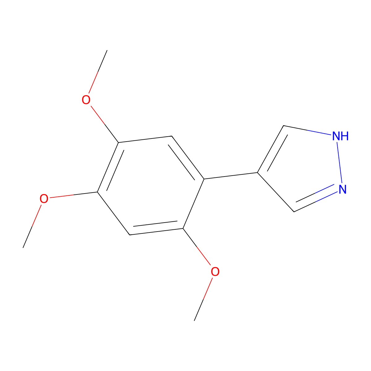4-(2,4,5-trimethoxyphenyl)-1H-pyrazole molecular structure, CAS 2229251-09-4