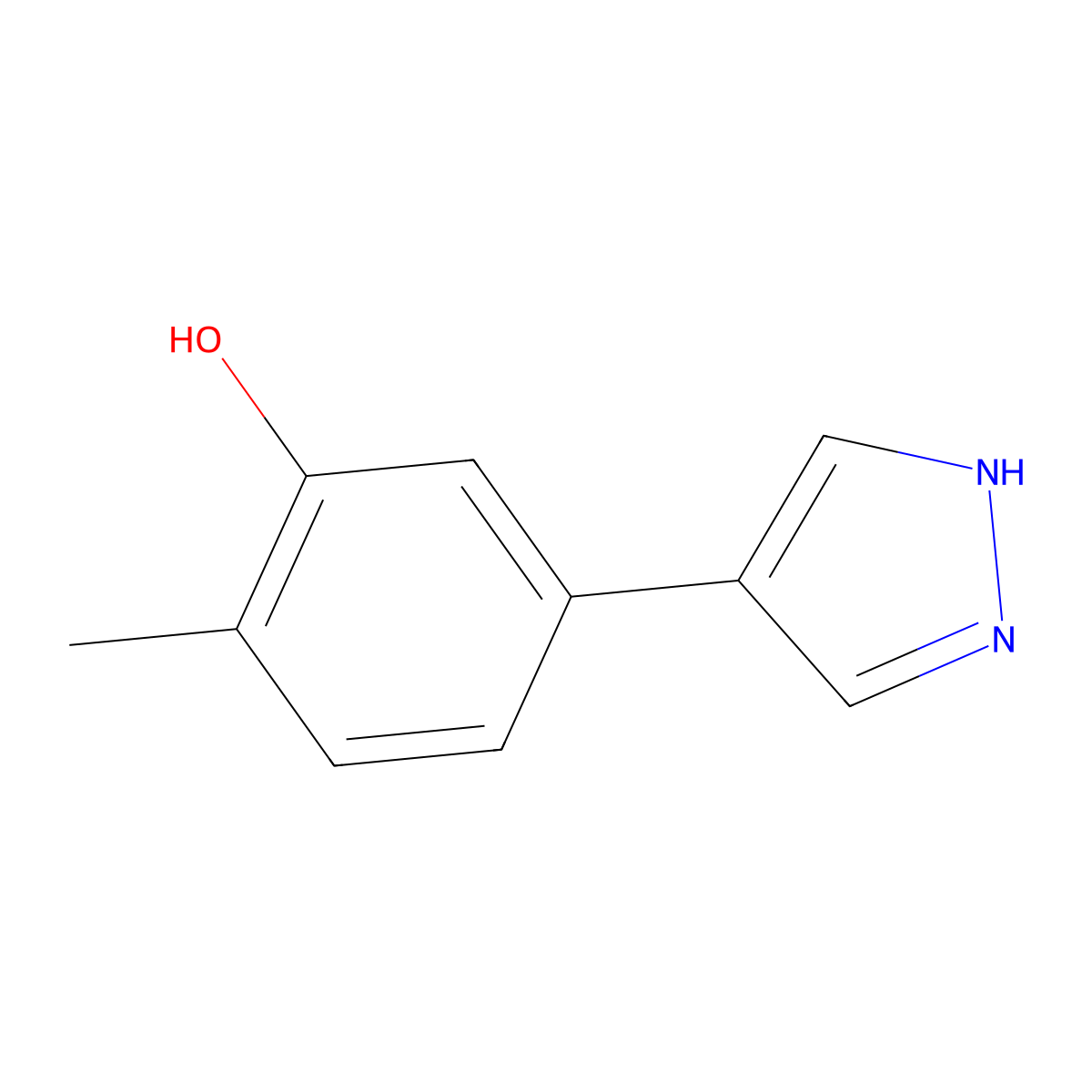 2-methyl-5-(1H-pyrazol-4-yl)phenol molecular structure, CAS 2229251-33-4