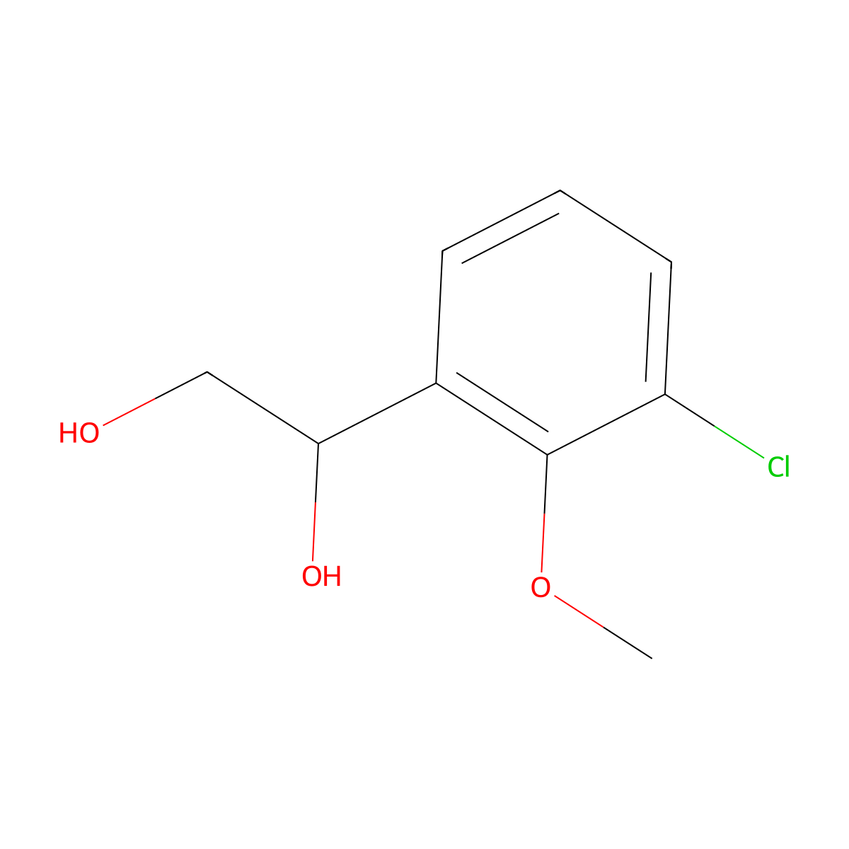 1-(3-Chloro-2-methoxyphenyl)ethane-1,2-diol molecular structure, CAS 2229252-26-8