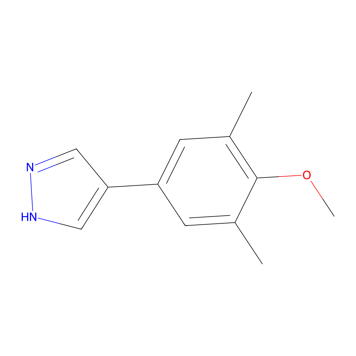 4-(4-methoxy-3,5-dimethylphenyl)-1H-pyrazole molecular structure, CAS 2229252-78-0