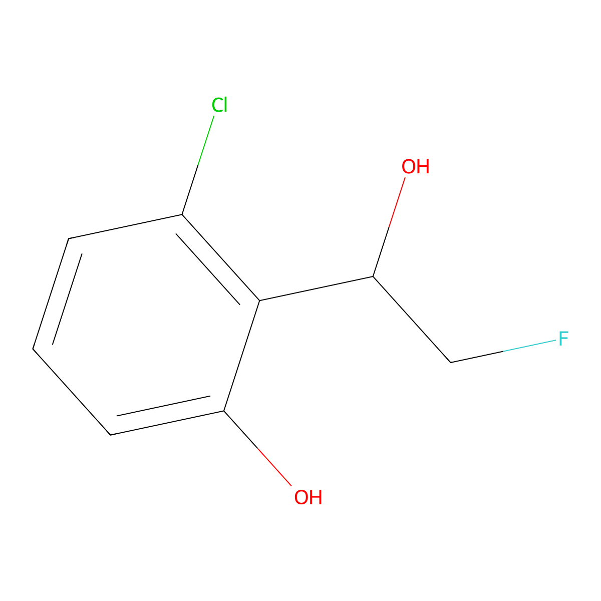 3-Chloro-2-(2-fluoro-1-hydroxyethyl)phenol molecular structure, CAS 2229255-65-4