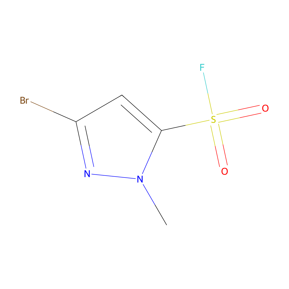 3-bromo-1-methyl-1H-pyrazole-5-sulfonyl fluoride molecular structure, CAS 2229255-81-4