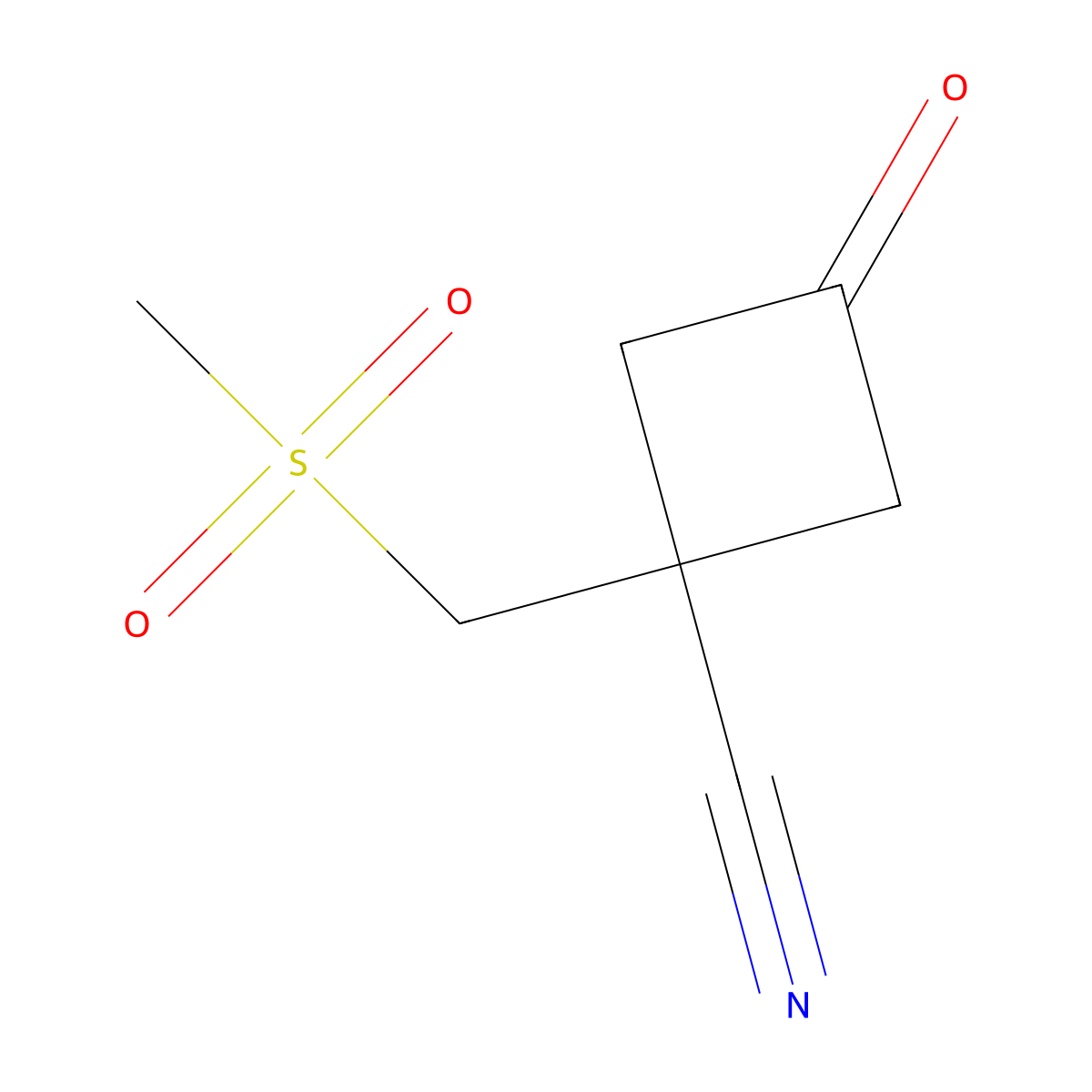 1-(Methanesulfonylmethyl)-3-oxocyclobutane-1-carbonitrile molecular structure, CAS 2229256-12-4