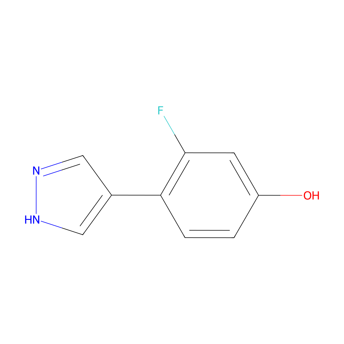 3-fluoro-4-(1H-pyrazol-4-yl)phenol molecular structure, CAS 2229259-48-5