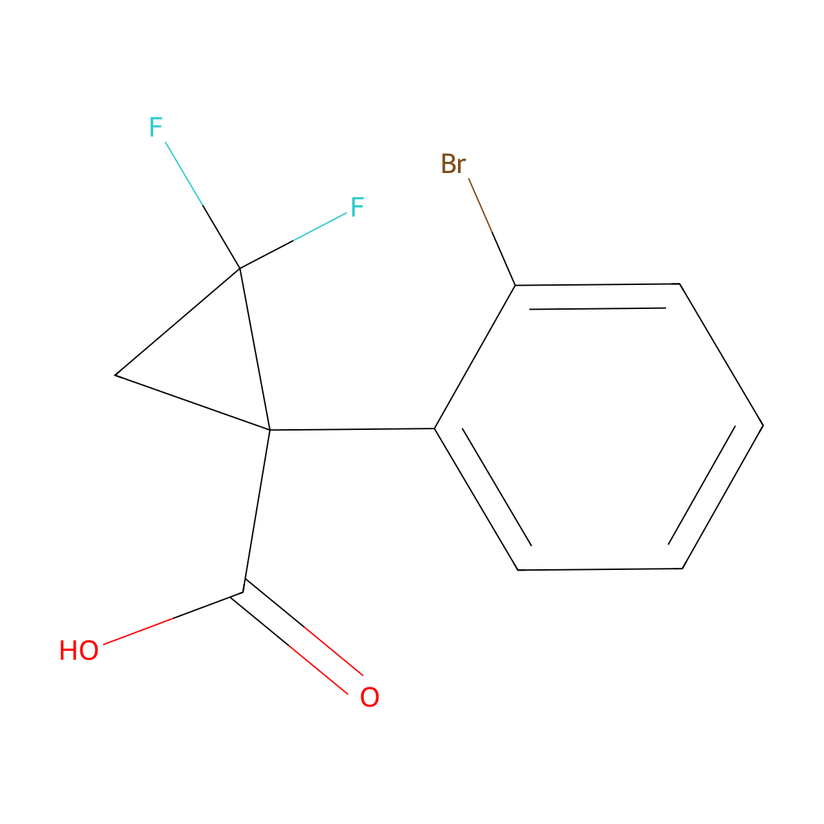 1-(2-Bromophenyl)-2,2-difluorocyclopropane-1-carboxylic acid molecular structure, CAS 2229259-97-4
