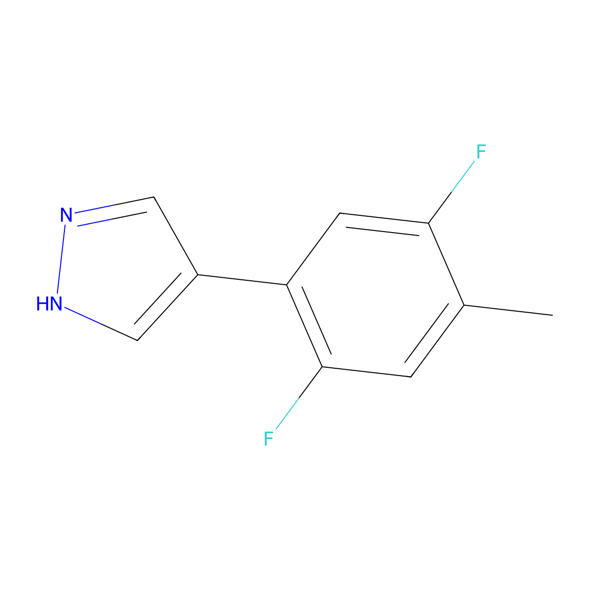 4-(2,5-difluoro-4-methylphenyl)-1H-pyrazole molecular structure, CAS 2229261-70-3