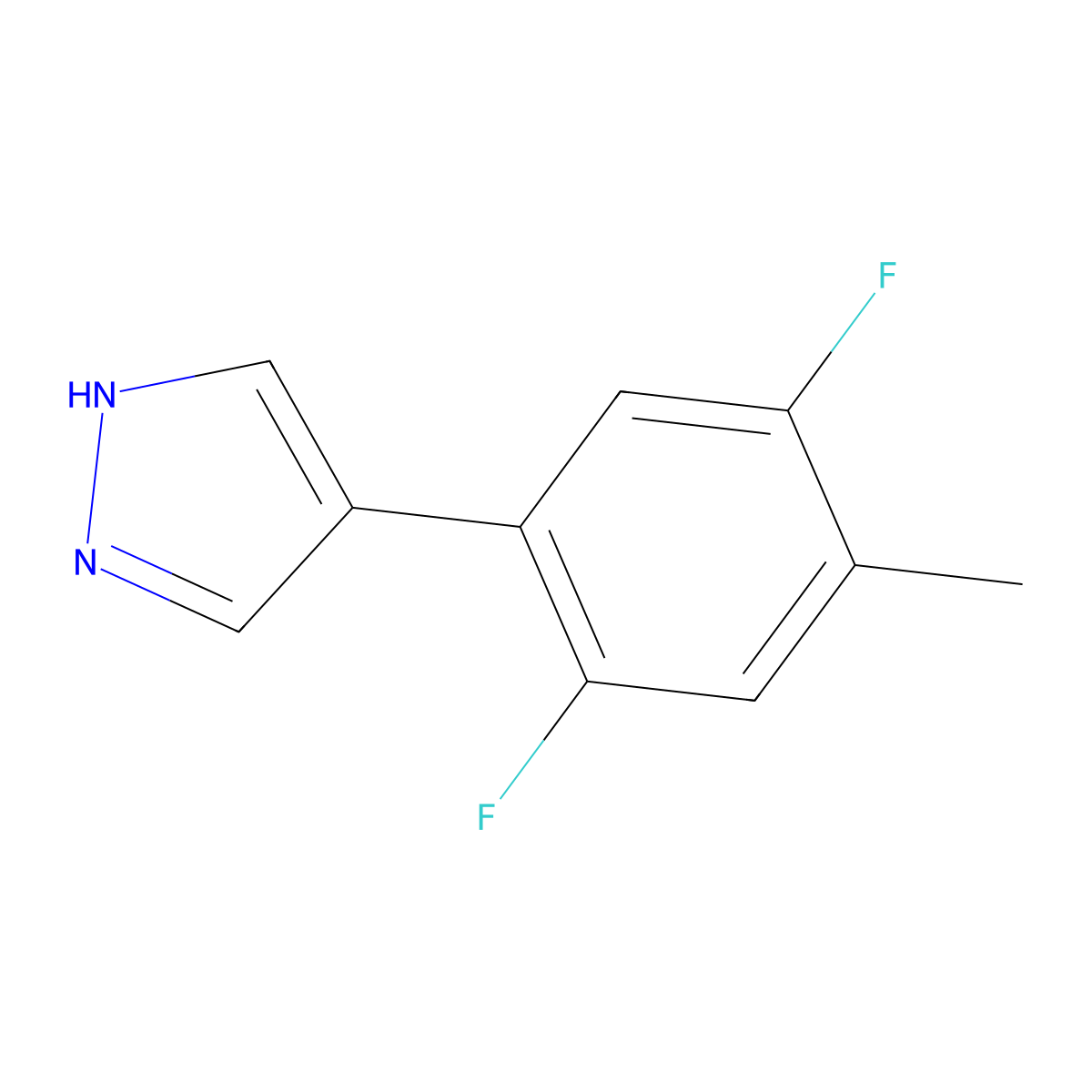 4-(2,5-difluoro-4-methylphenyl)-1H-pyrazole molecular structure, CAS 2229261-70-3