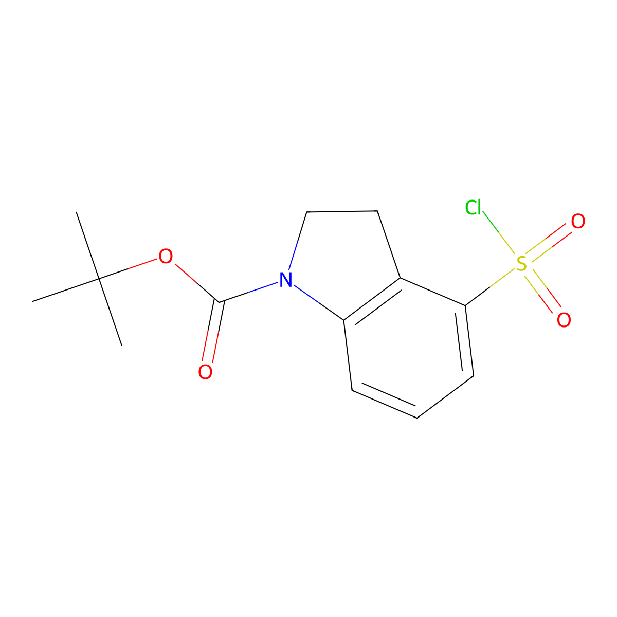 tert-butyl 4-(chlorosulfonyl)-2,3-dihydro-1H-indole-1-carboxylate molecular structure, CAS 2229261-95-2