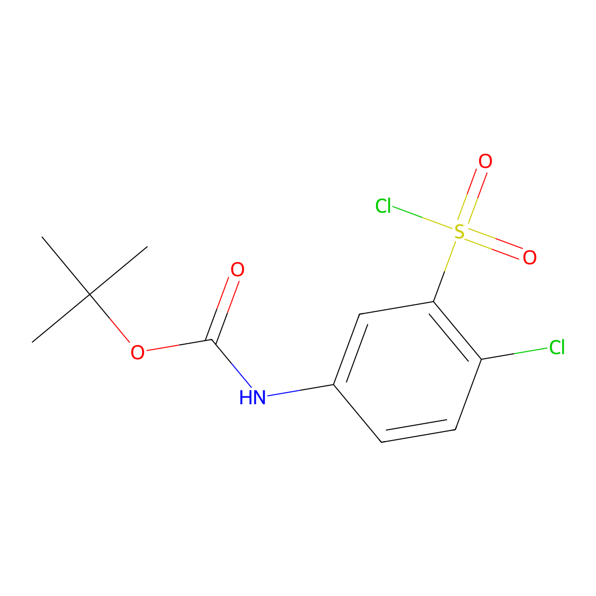 Tert-butyl (4-chloro-3-(chlorosulfonyl)phenyl)carbamate molecular structure, CAS 2229262-19-3