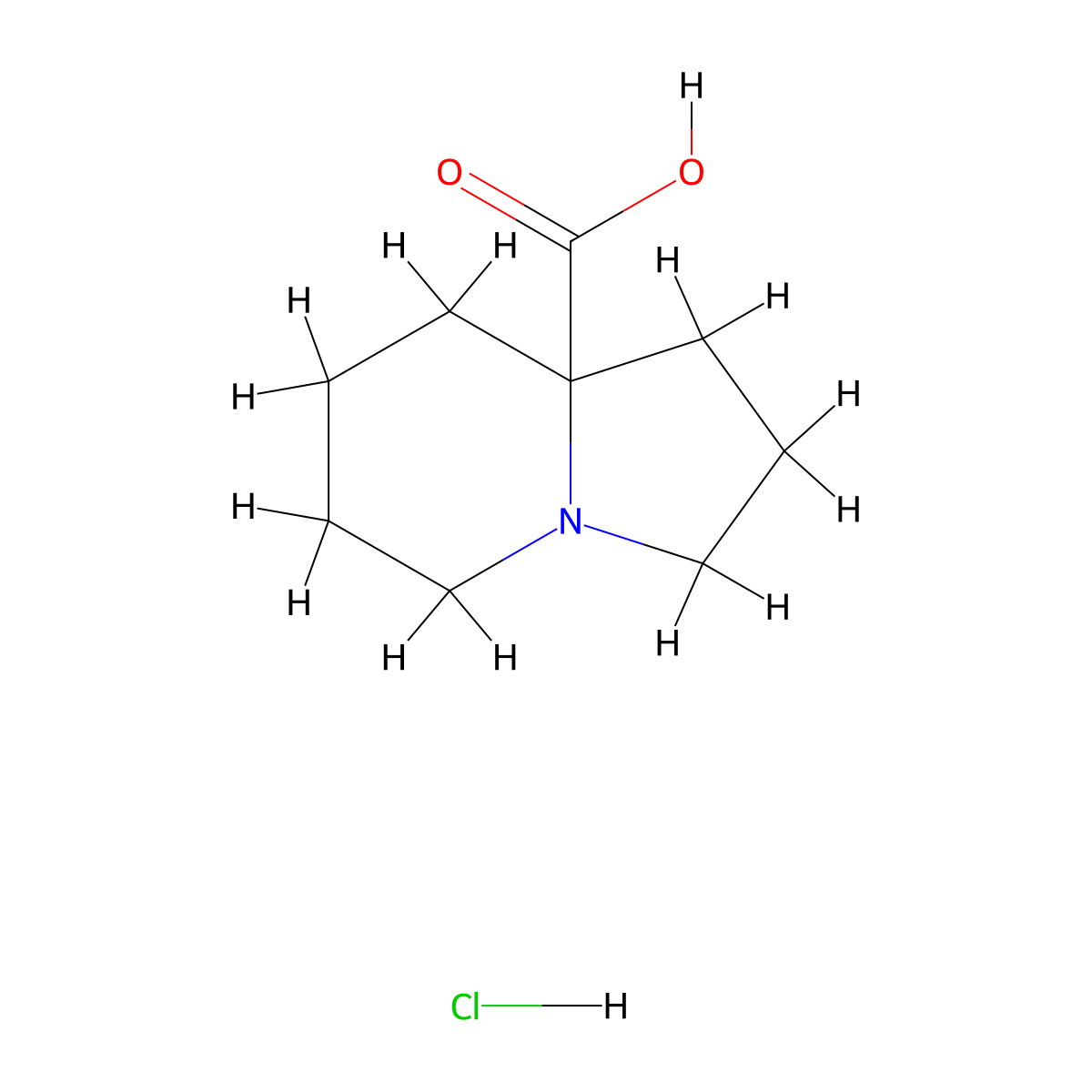 Octahydroindolizine-8a-carboxylic acid hydrochloride molecular structure, CAS 2229262-65-9