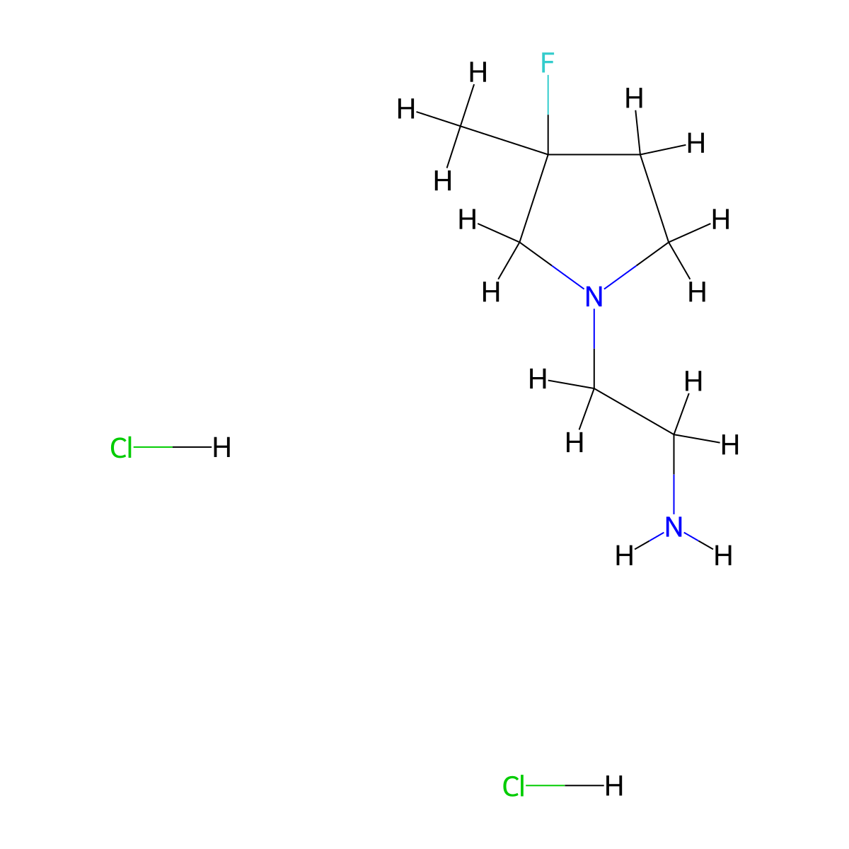 2-(3-Fluoro-3-methylpyrrolidin-1-yl)ethan-1-amine dihydrochloride molecular structure, CAS 2229264-15-5