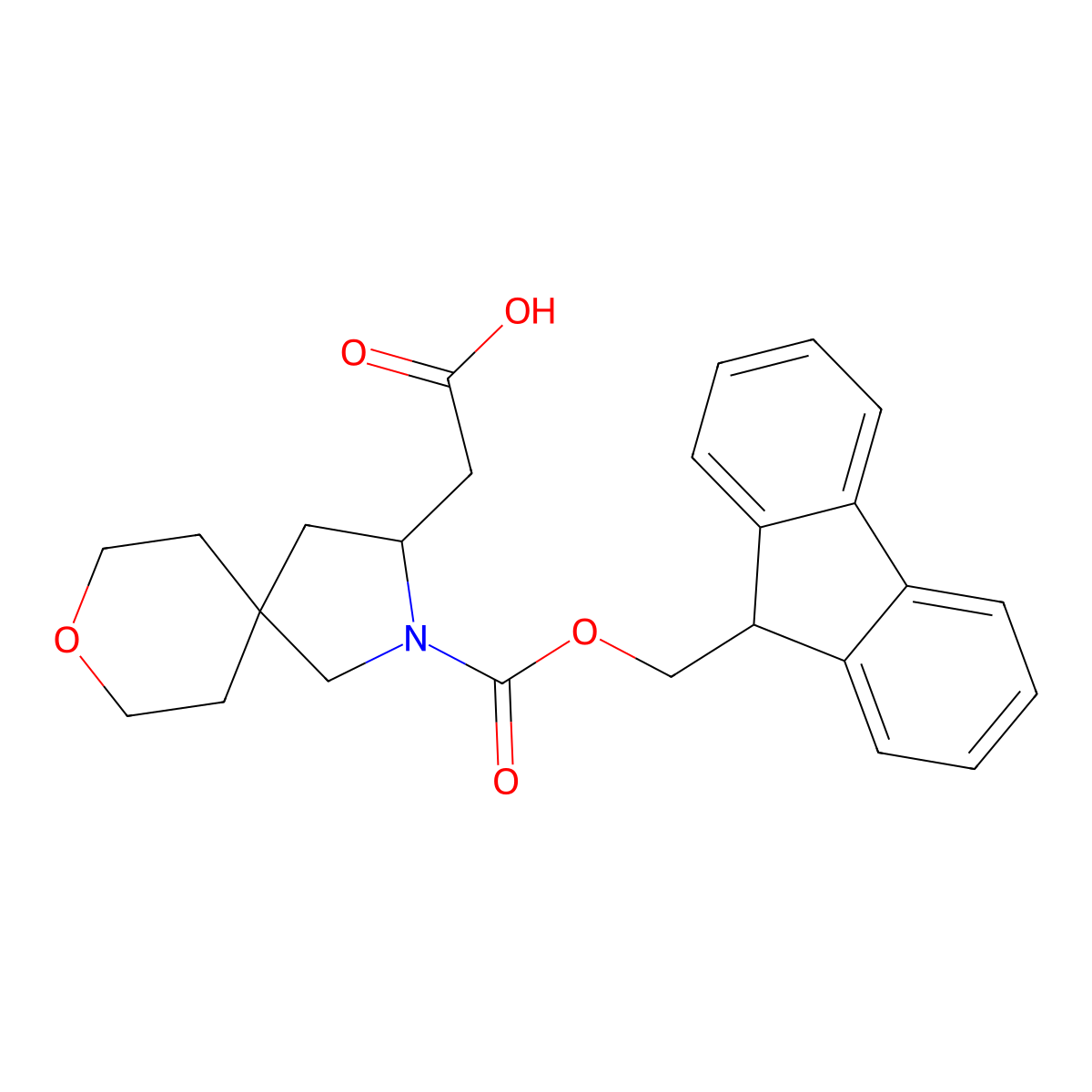 2-(2-{[(9H-fluoren-9-yl)methoxy]carbonyl}-8-oxa-2-azaspiro[4.5]decan-3-yl)acetic acid molecular structure, CAS 2229264-16-6