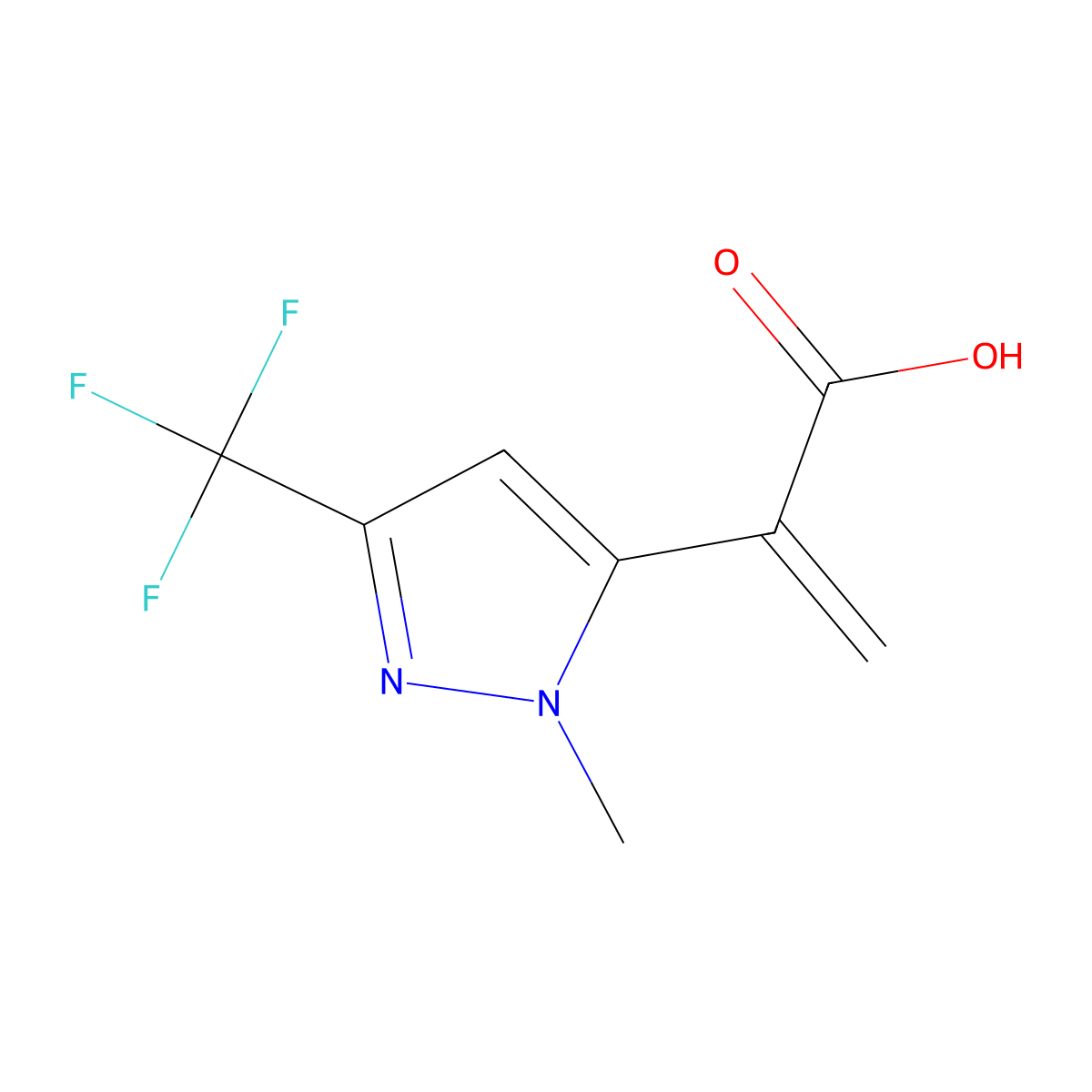 2-[1-methyl-3-(trifluoromethyl)-1H-pyrazol-5-yl]prop-2-enoic acid molecular structure, CAS 2229265-24-9