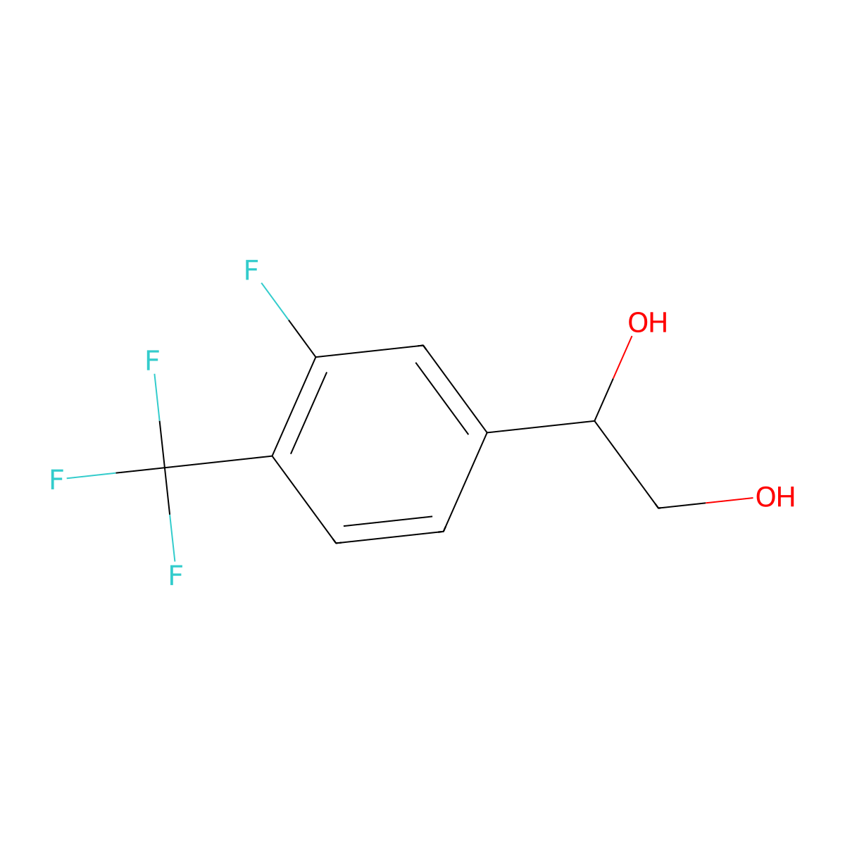 1-[3-Fluoro-4-(trifluoromethyl)phenyl]ethane-1,2-diol molecular structure, CAS 2229267-27-8