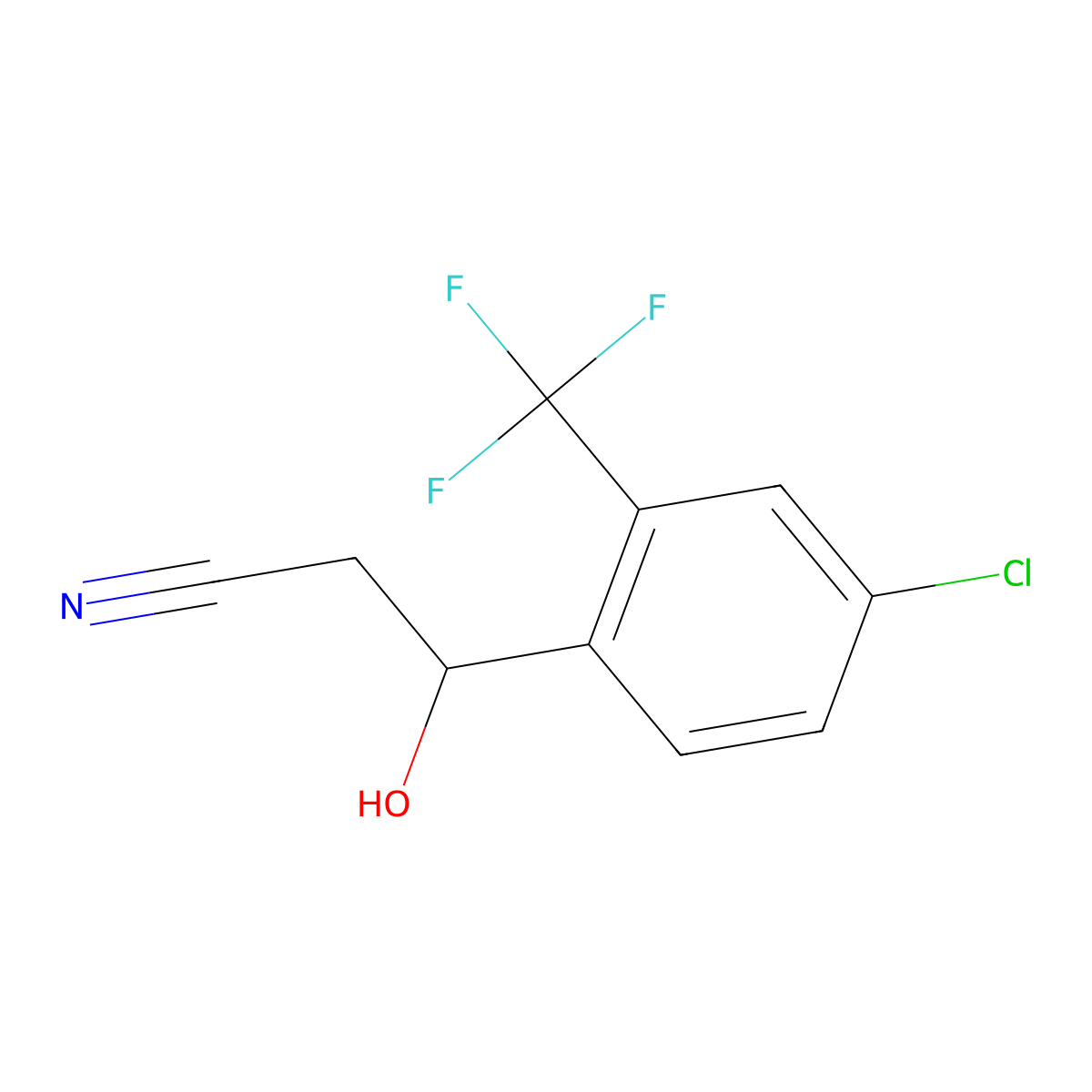 3-[4-Chloro-2-(trifluoromethyl)phenyl]-3-hydroxypropanenitrile molecular structure, CAS 2229267-28-9