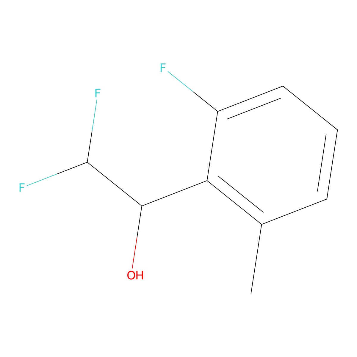 2,2-Difluoro-1-(2-fluoro-6-methylphenyl)ethan-1-ol molecular structure, CAS 2229267-38-1