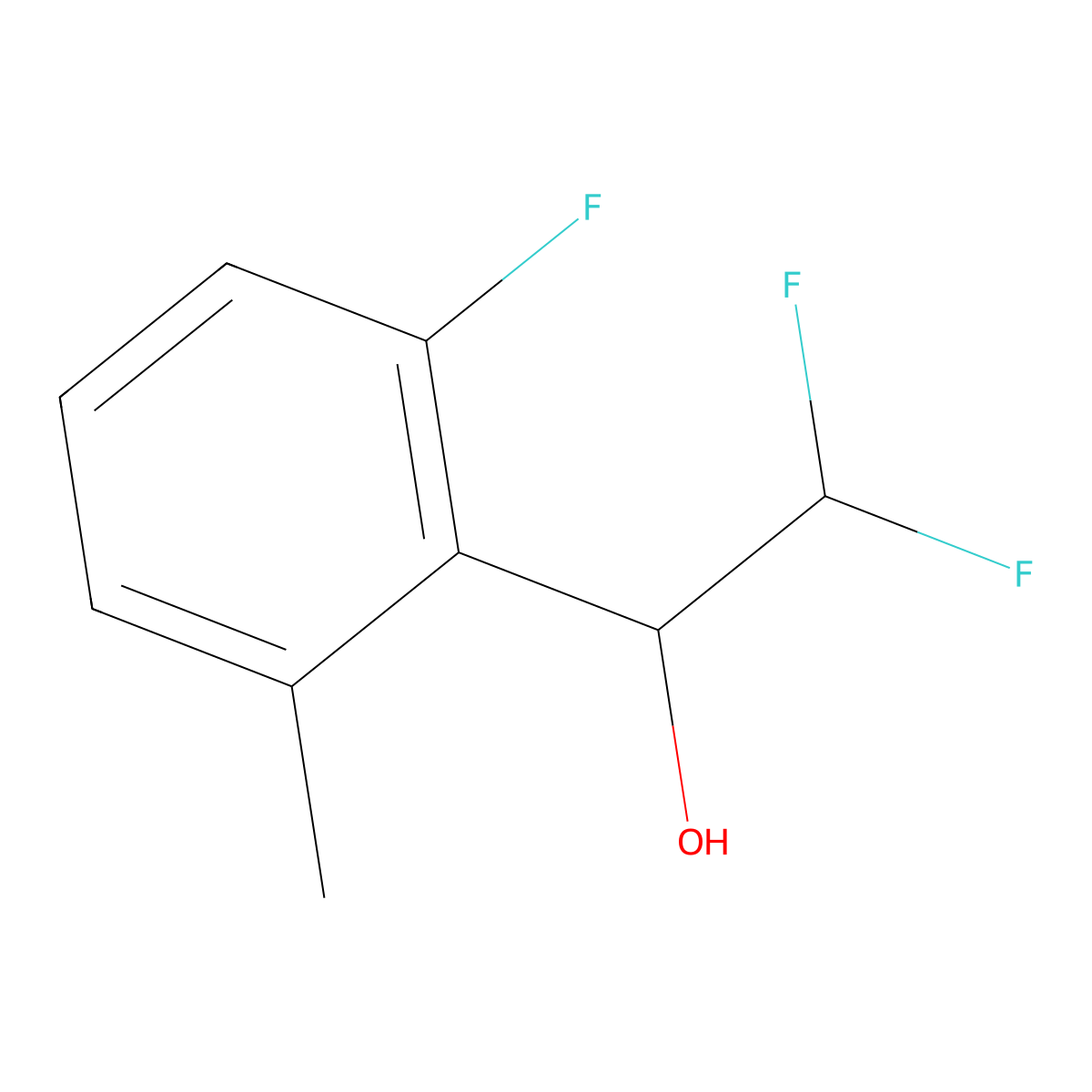 2,2-Difluoro-1-(2-fluoro-6-methylphenyl)ethan-1-ol molecular structure, CAS 2229267-38-1