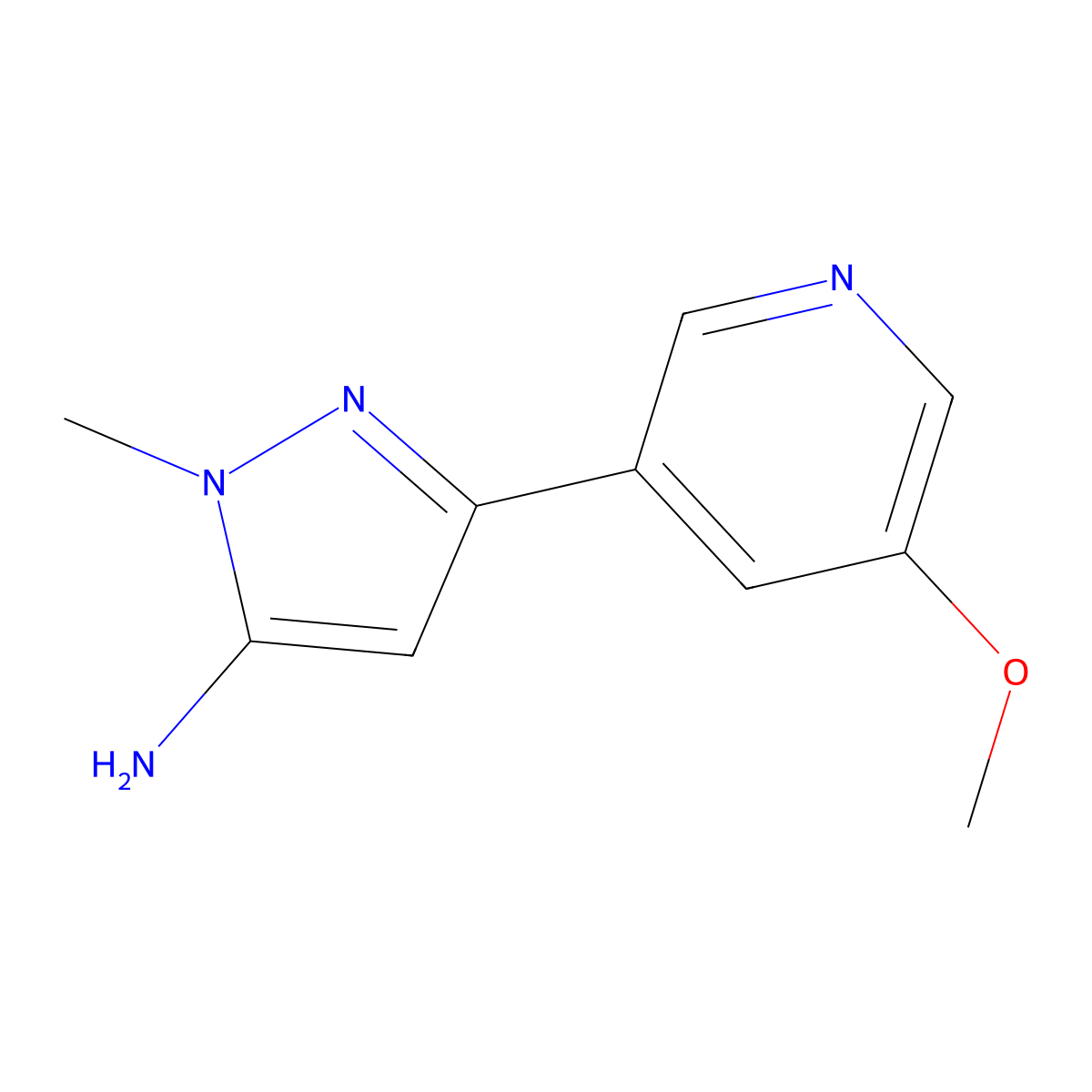 3-(5-methoxypyridin-3-yl)-1-methyl-1H-pyrazol-5-amine molecular structure, CAS 2229267-53-0