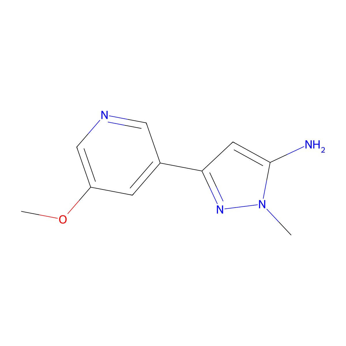 3-(5-methoxypyridin-3-yl)-1-methyl-1H-pyrazol-5-amine molecular structure, CAS 2229267-53-0