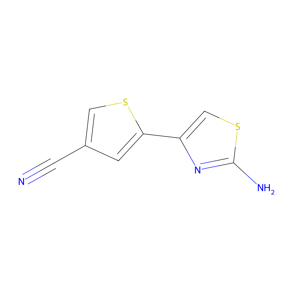 5-(2-Amino-1,3-thiazol-4-yl)thiophene-3-carbonitrile molecular structure, CAS 2229267-80-3