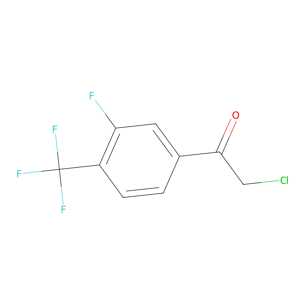 2-Chloro-1-[3-fluoro-4-(trifluoromethyl)phenyl]ethan-1-one molecular structure, CAS 2229268-24-8
