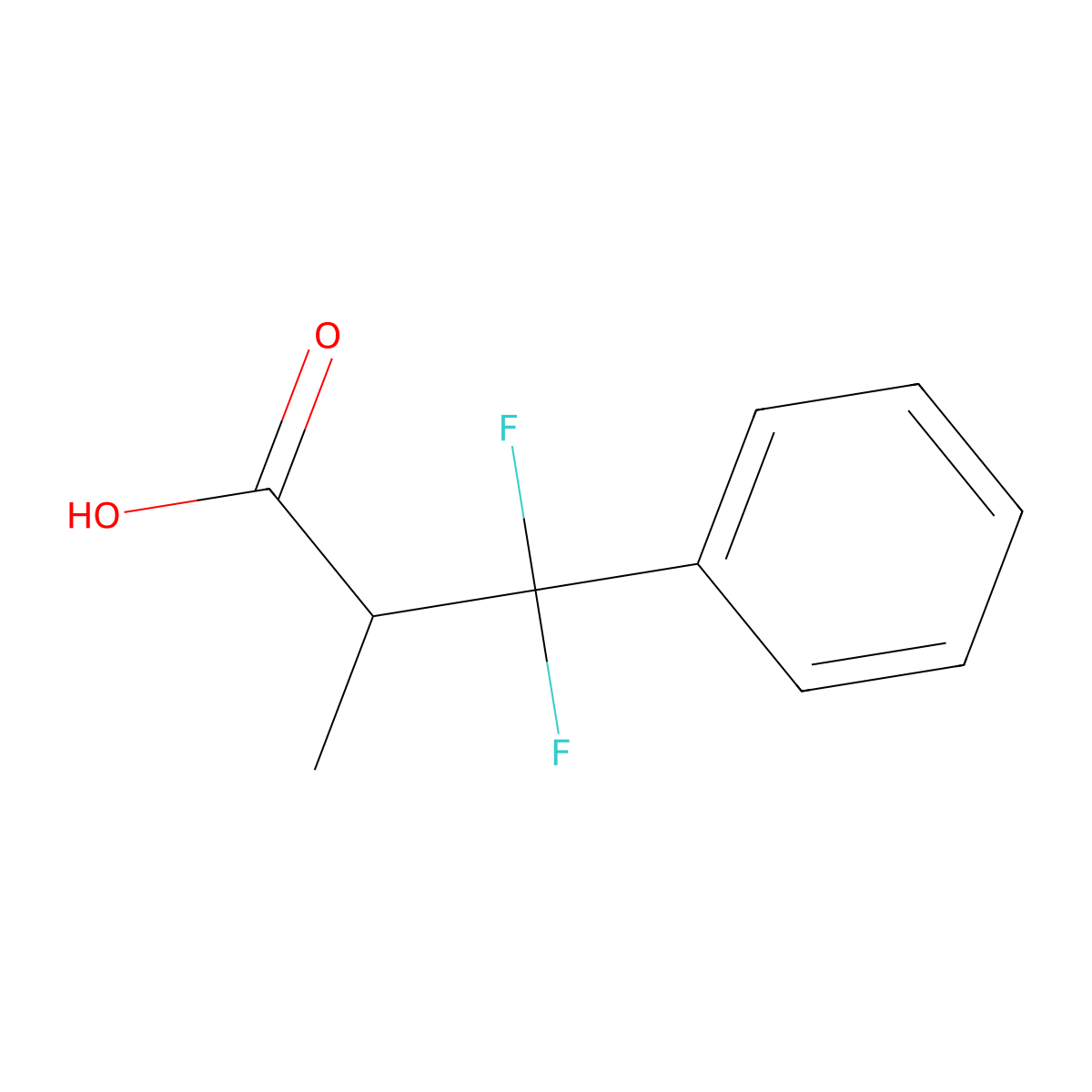 3,3-Difluoro-2-methyl-3-phenylpropanoic acid molecular structure, CAS 2229268-64-6