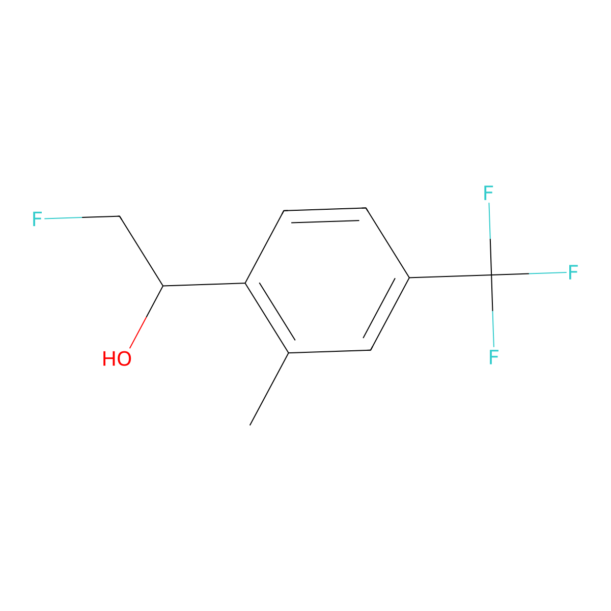 2-Fluoro-1-[2-methyl-4-(trifluoromethyl)phenyl]ethan-1-ol molecular structure, CAS 2229268-67-9