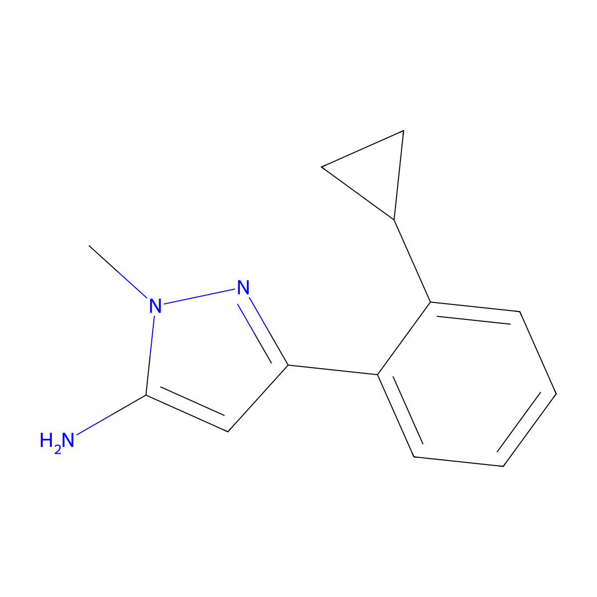3-(2-cyclopropylphenyl)-1-methyl-1H-pyrazol-5-amine molecular structure, CAS 2229271-60-5