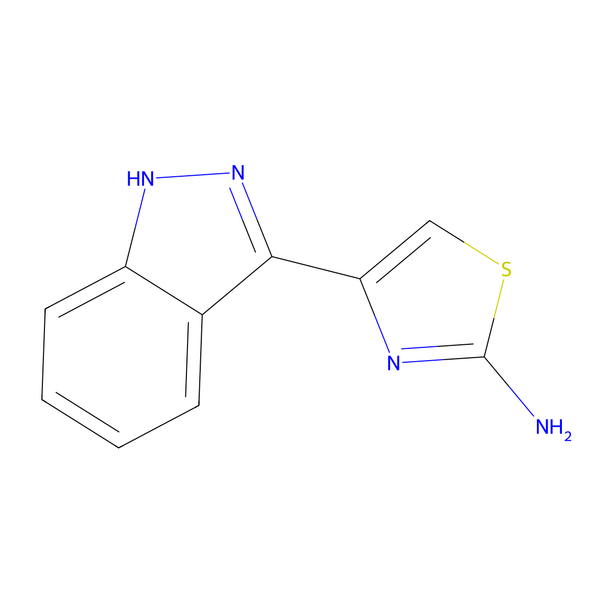 4-(1H-indazol-3-yl)-1,3-thiazol-2-amine molecular structure, CAS 2229273-32-7