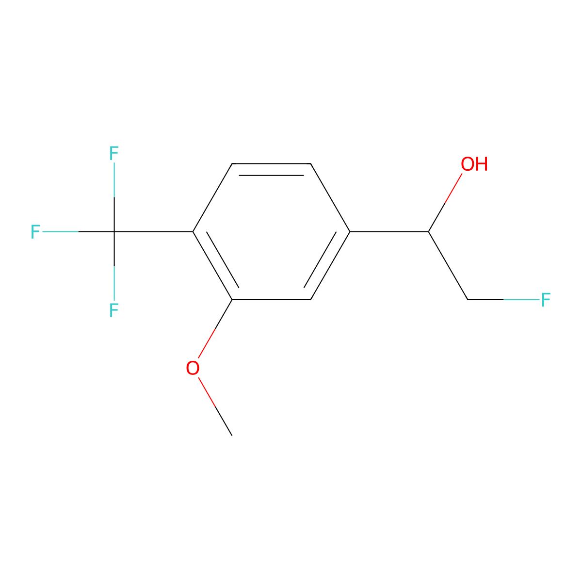 2-Fluoro-1-[3-methoxy-4-(trifluoromethyl)phenyl]ethan-1-ol molecular structure, CAS 2229273-96-3