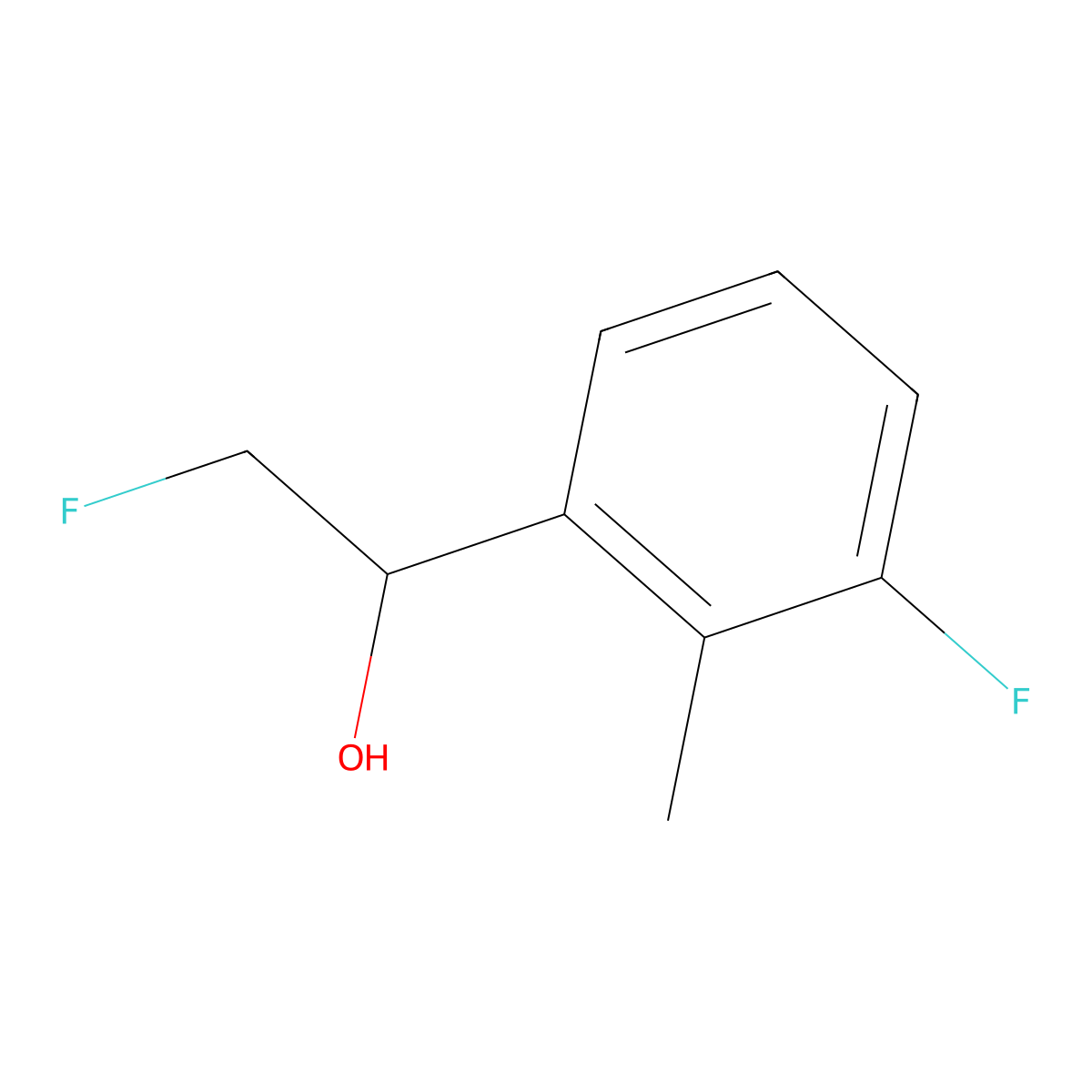 2-Fluoro-1-(3-fluoro-2-methylphenyl)ethan-1-ol molecular structure, CAS 2229274-54-6