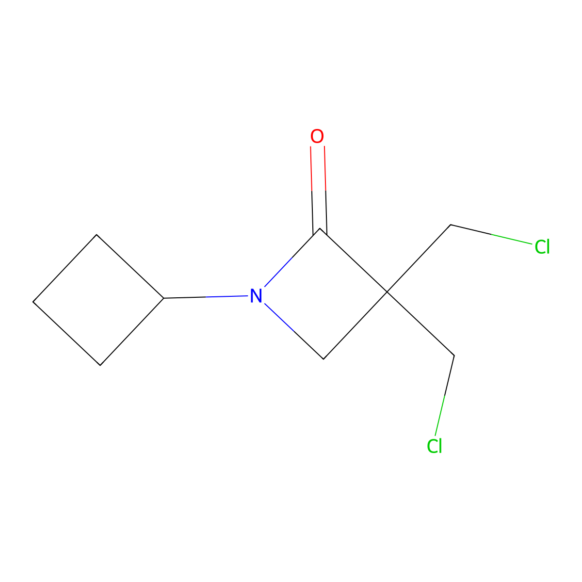 3,3-Bis(chloromethyl)-1-cyclobutylazetidin-2-one molecular structure, CAS 2229276-05-3