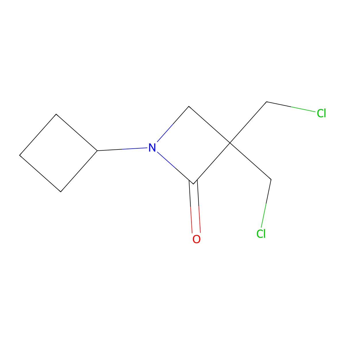 3,3-Bis(chloromethyl)-1-cyclobutylazetidin-2-one molecular structure, CAS 2229276-05-3