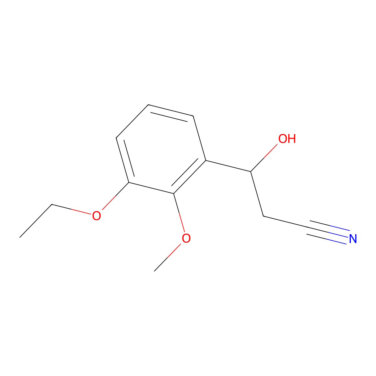 3-(3-Ethoxy-2-methoxyphenyl)-3-hydroxypropanenitrile molecular structure, CAS 2229276-25-7