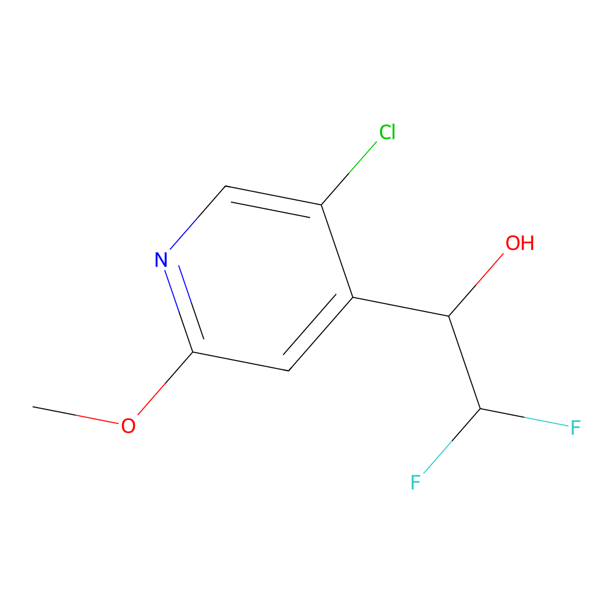 1-(5-Chloro-2-methoxypyridin-4-yl)-2,2-difluoroethan-1-ol molecular structure, CAS 2229277-10-3