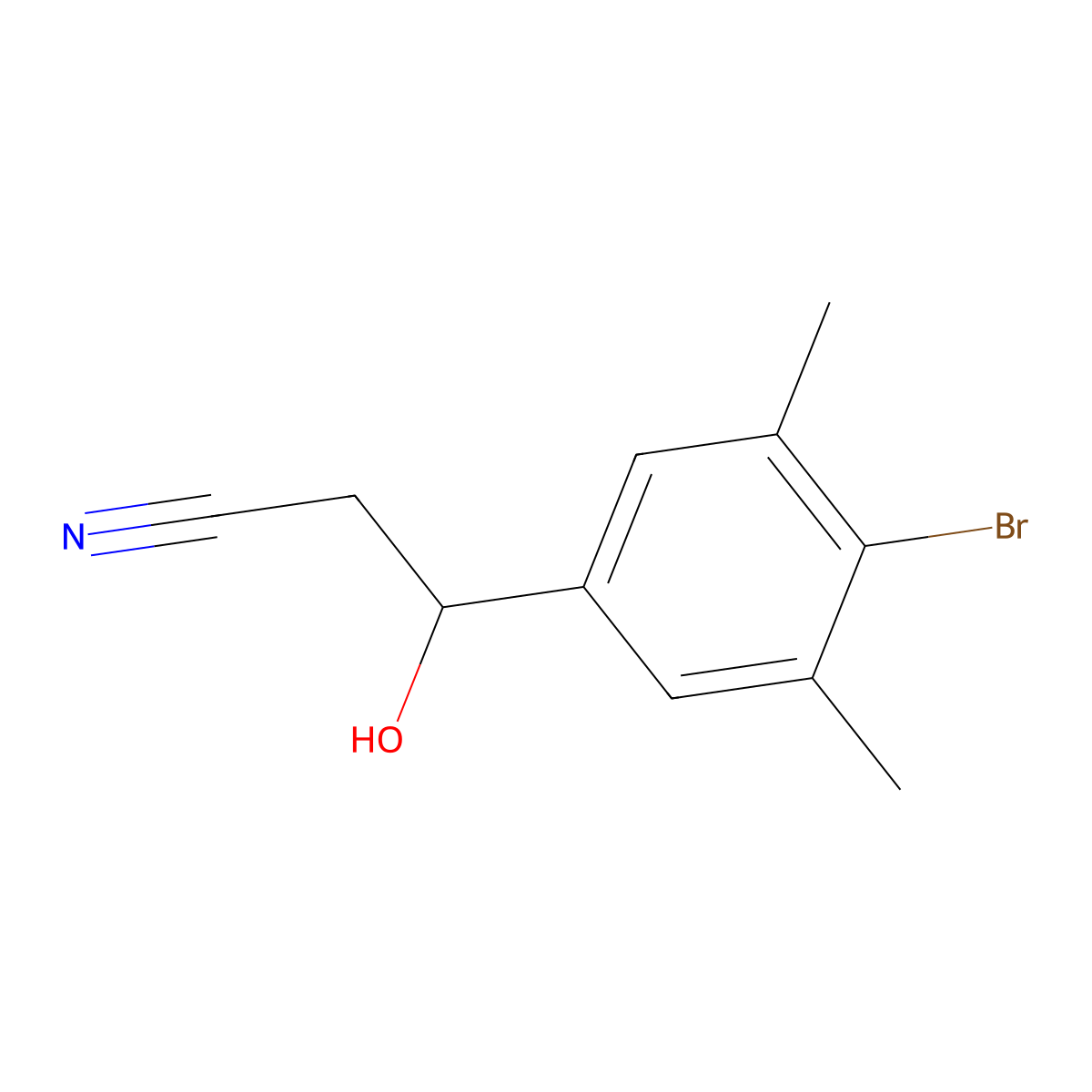 3-(4-Bromo-3,5-dimethylphenyl)-3-hydroxypropanenitrile molecular structure, CAS 2229277-35-2
