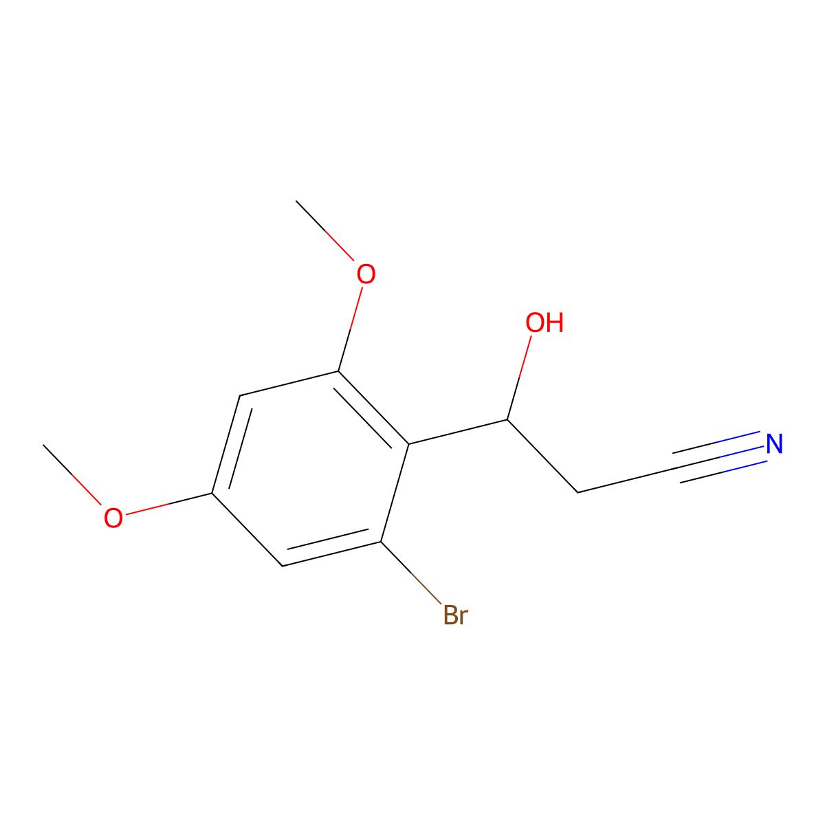 3-(2-Bromo-4,6-dimethoxyphenyl)-3-hydroxypropanenitrile molecular structure, CAS 2229277-56-7