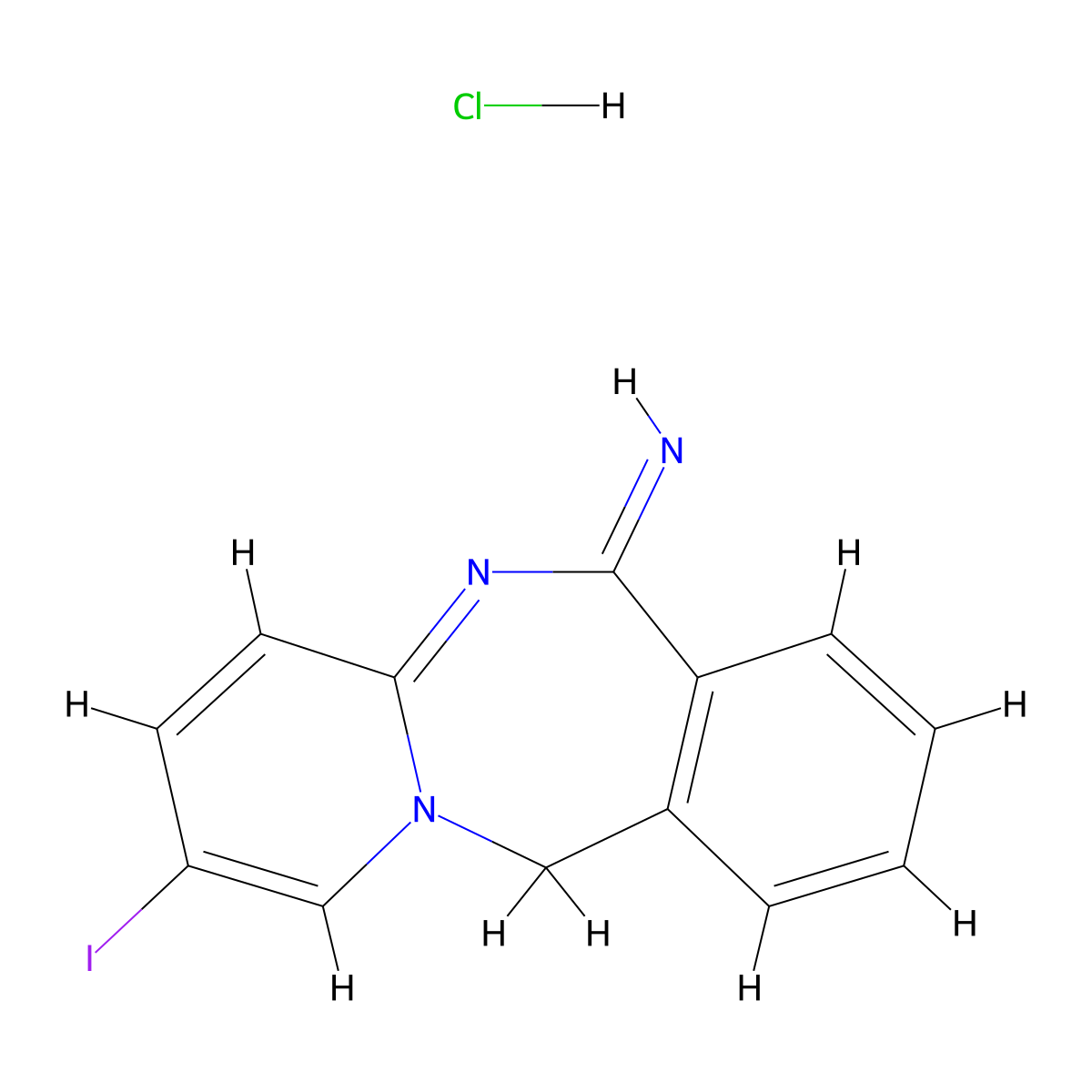 14-Iodo-1,10-diazatricyclo[9.4.0.0,3,8]pentadeca-3,5,7,10,12,14-hexaen-9-imine hydrochloride molecular structure, CAS 2229279-14-3