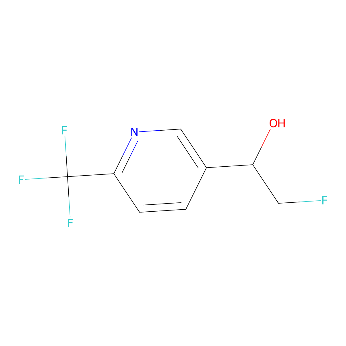 2-Fluoro-1-[6-(trifluoromethyl)pyridin-3-yl]ethan-1-ol molecular structure, CAS 2229279-23-4