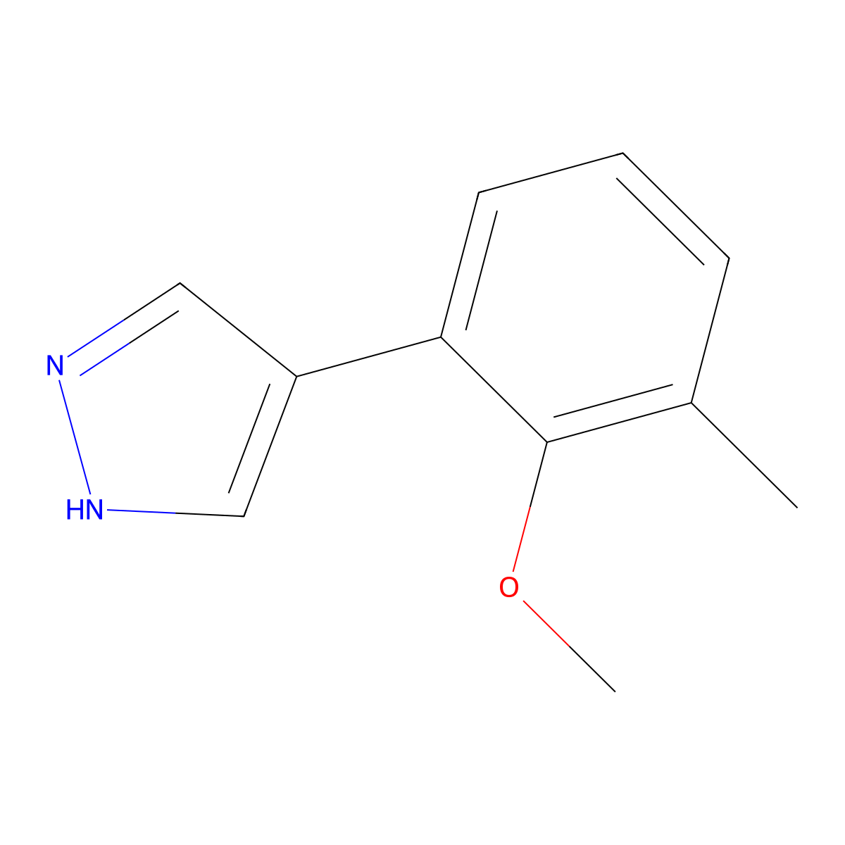 4-(2-methoxy-3-methylphenyl)-1H-pyrazole molecular structure, CAS 2229279-32-5
