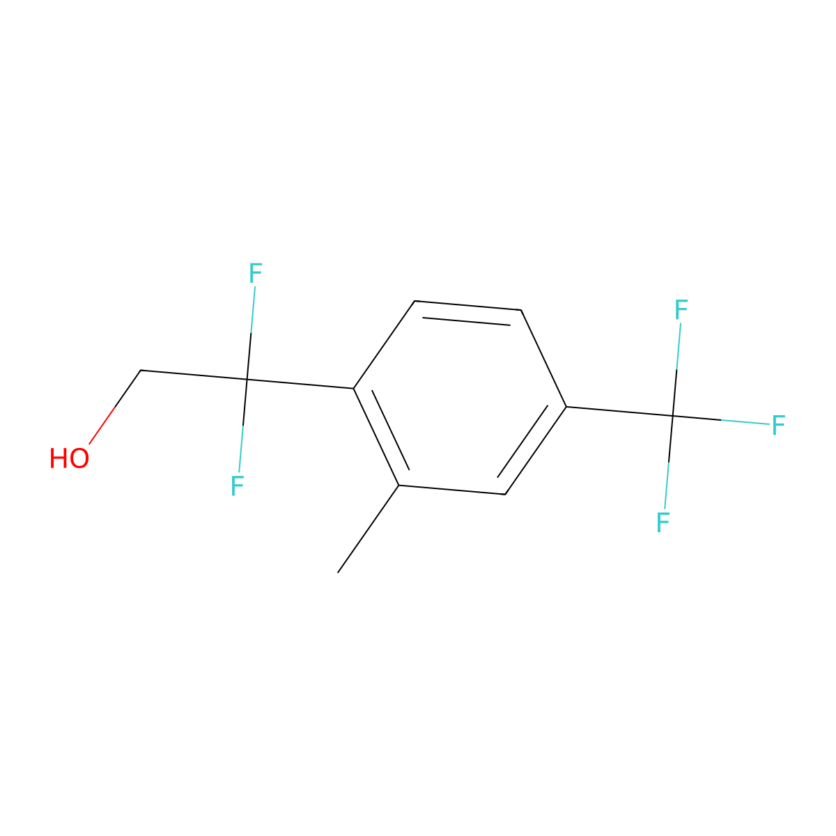2,2-Difluoro-2-[2-methyl-4-(trifluoromethyl)phenyl]ethan-1-ol molecular structure, CAS 2229281-36-9