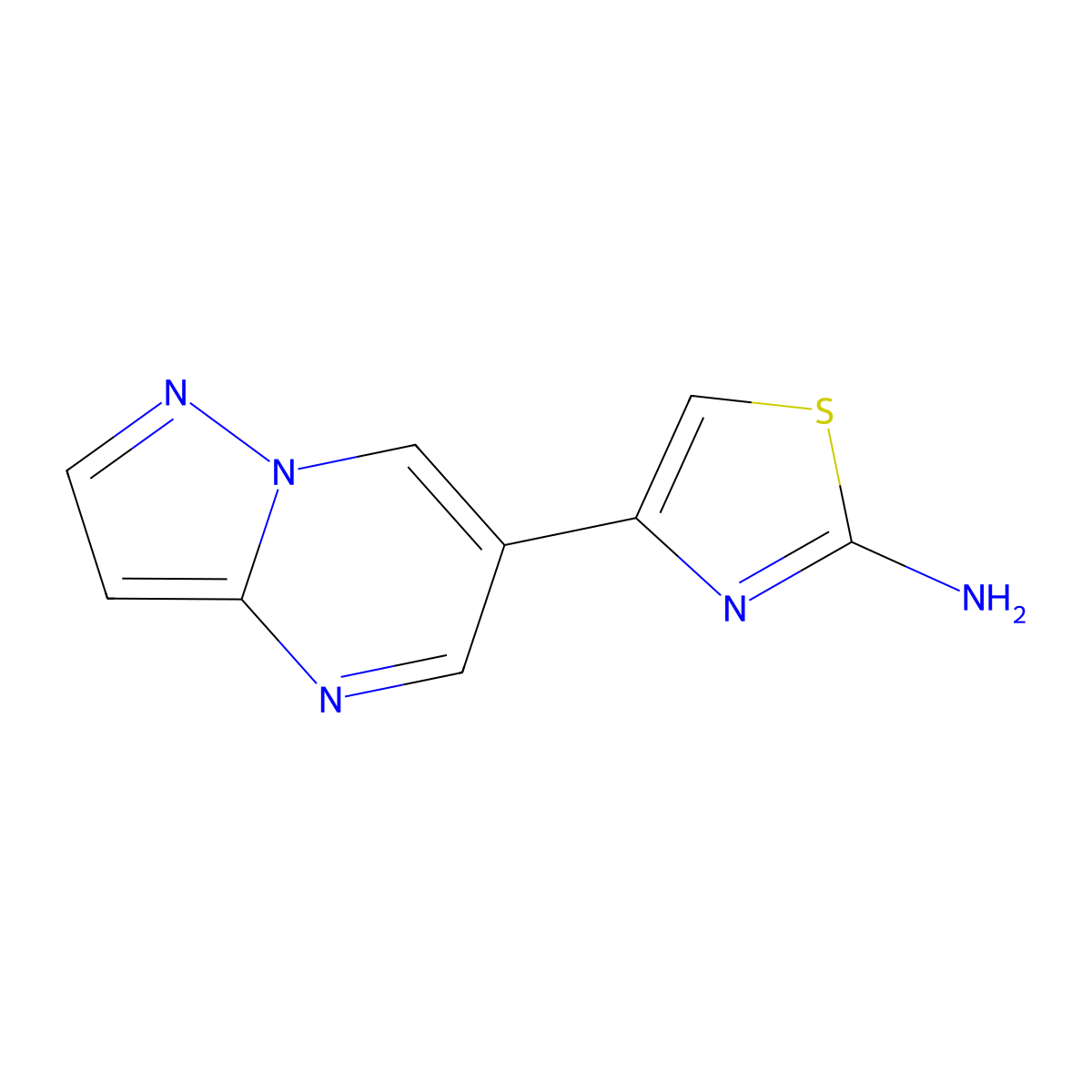 4-{Pyrazolo[1,5-a]pyrimidin-6-yl}-1,3-thiazol-2-amine molecular structure, CAS 2229281-39-2