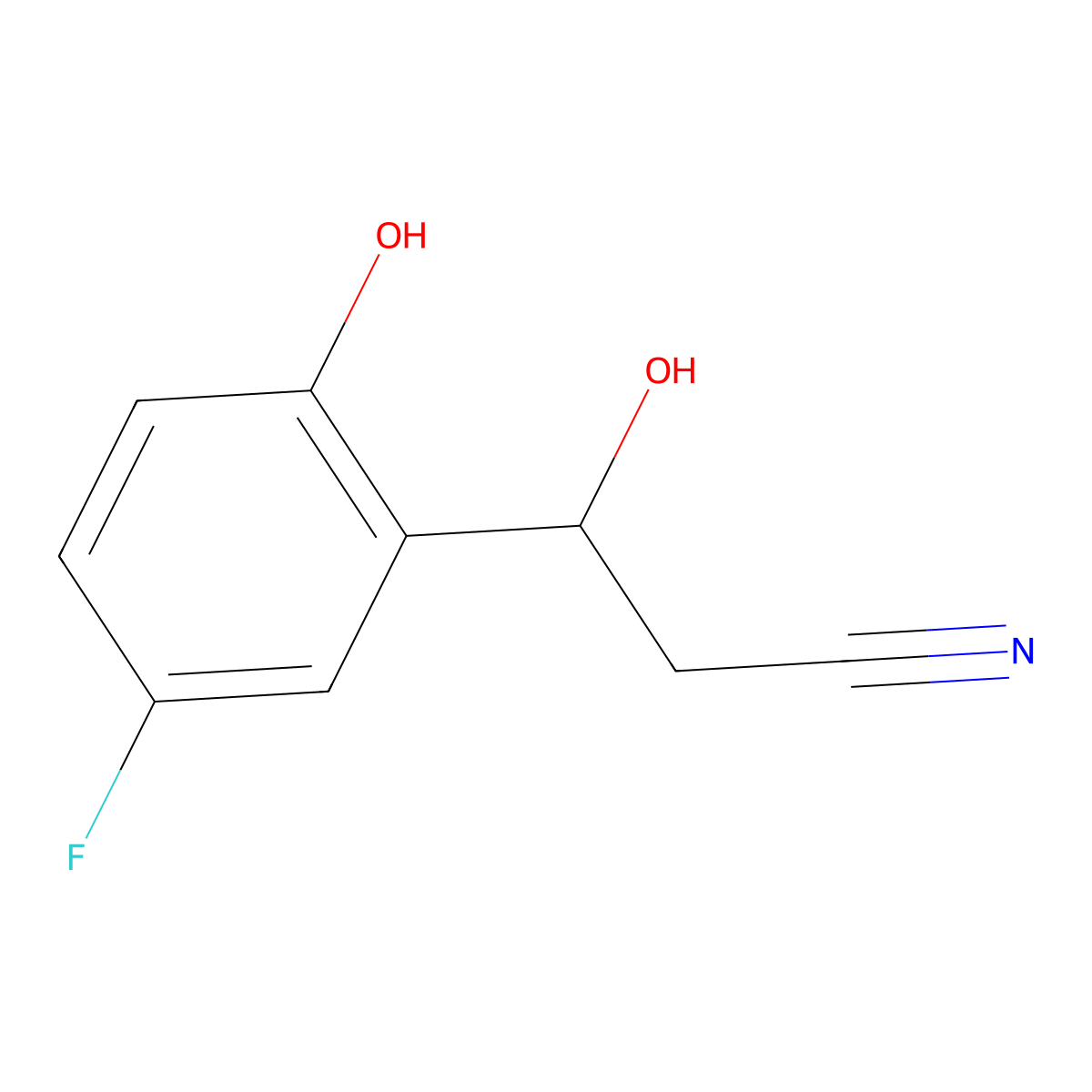 3-(5-Fluoro-2-hydroxyphenyl)-3-hydroxypropanenitrile molecular structure, CAS 2229283-72-9