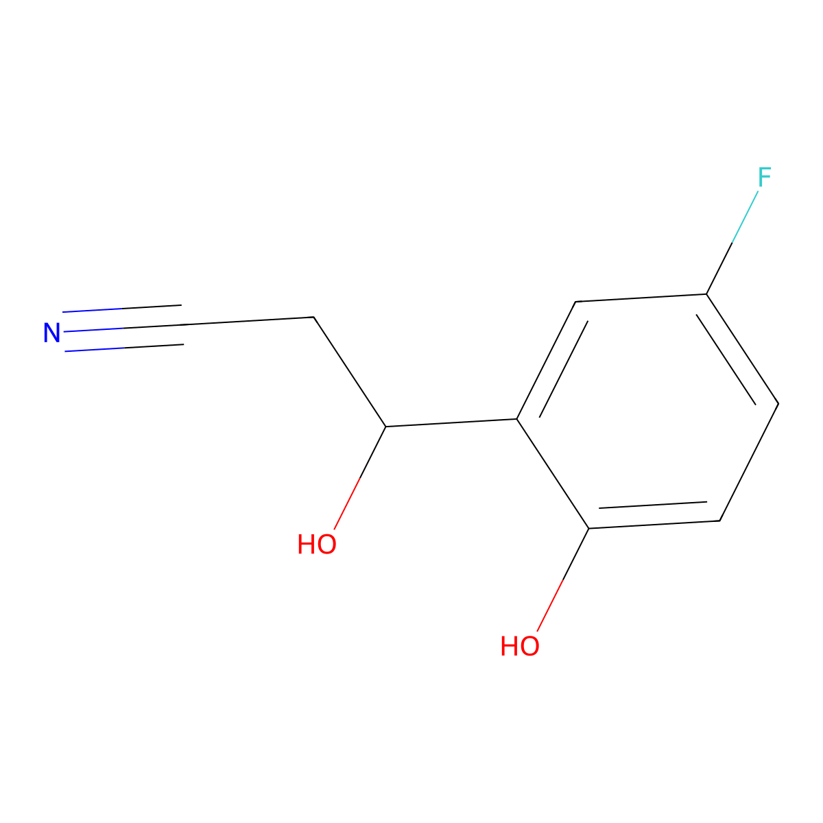 3-(5-Fluoro-2-hydroxyphenyl)-3-hydroxypropanenitrile molecular structure, CAS 2229283-72-9