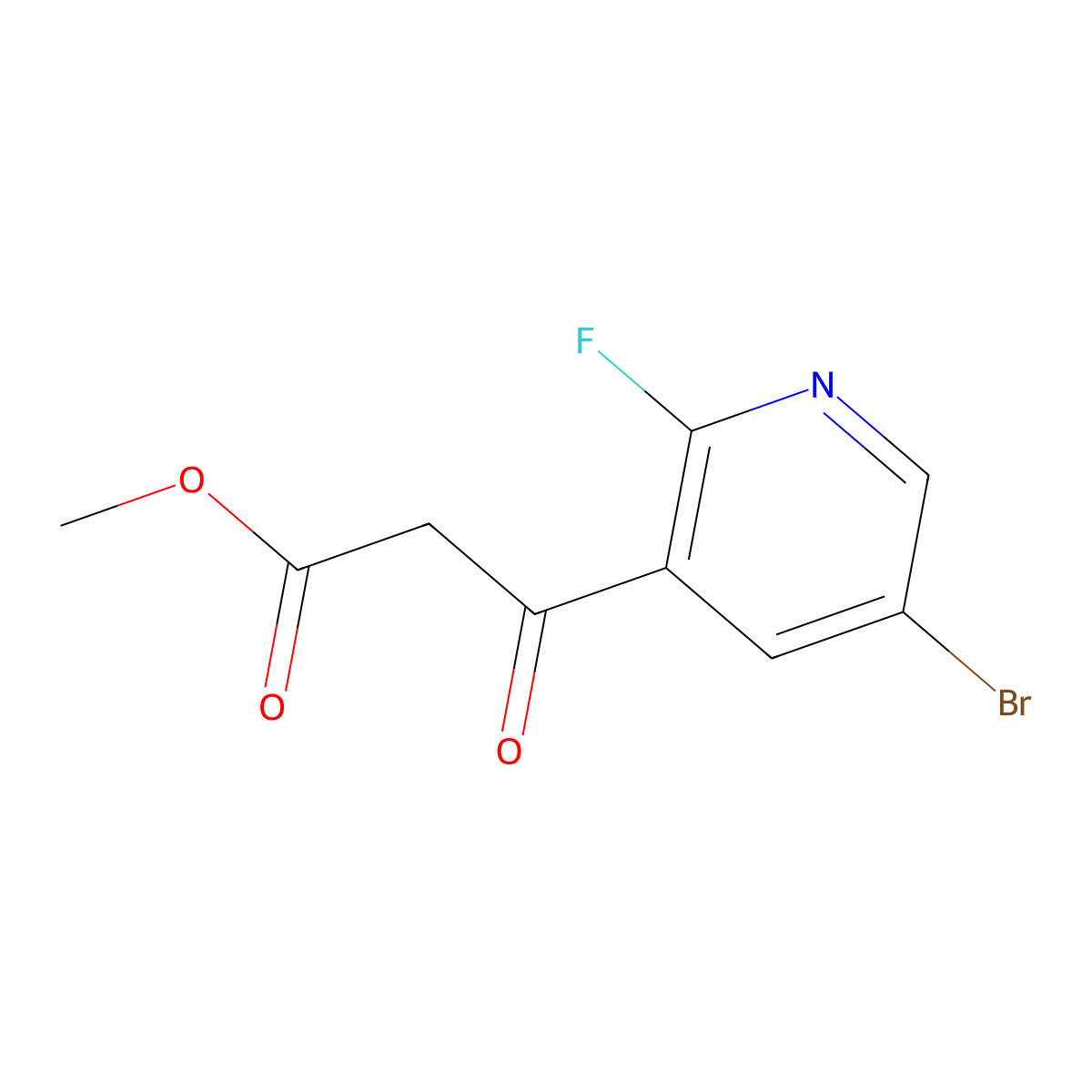 Methyl 3-(5-bromo-2-fluoropyridin-3-yl)-3-oxopropanoate molecular structure, CAS 2229284-11-9