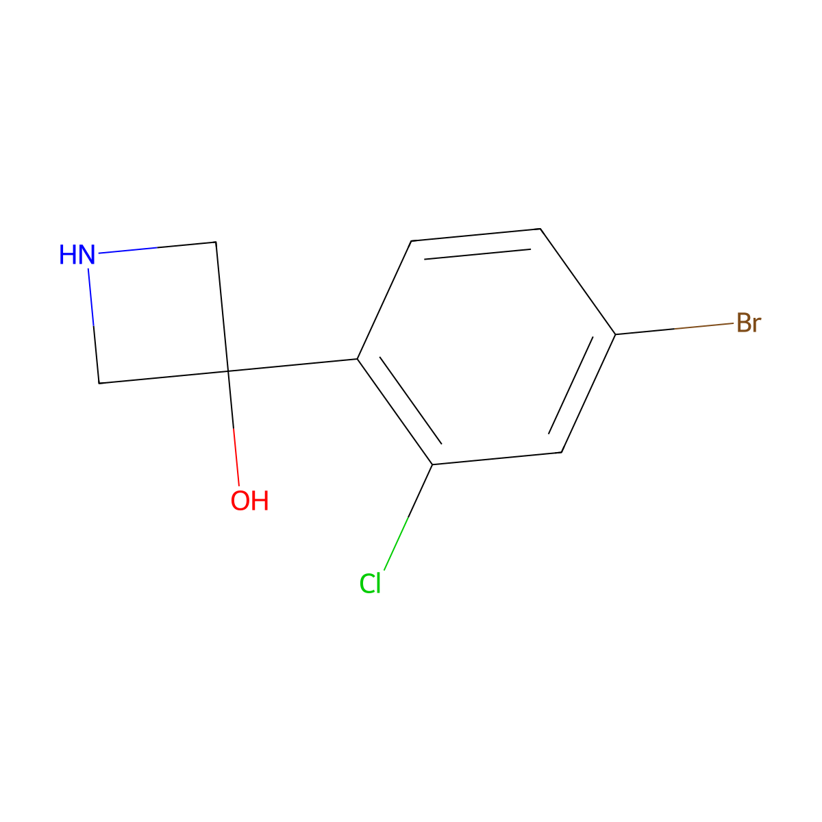 3-(4-Bromo-2-chlorophenyl)azetidin-3-ol molecular structure, CAS 2229284-40-4
