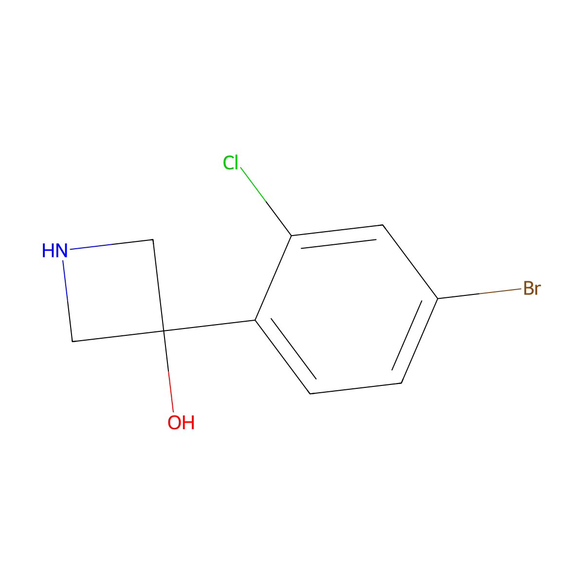 3-(4-Bromo-2-chlorophenyl)azetidin-3-ol molecular structure, CAS 2229284-40-4